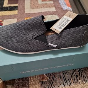 Toms Black Twill Chambray size 11